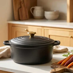 EMALIOWANY GARNEK ŻELIWNY 22cm 3L HAGE CZARNY MAT
