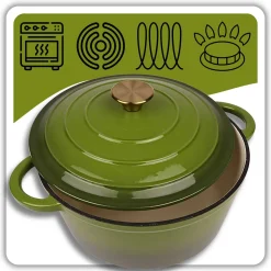 EMALIOWANY GARNEK ŻELIWNY 22cm 3L HAGE OLIWKOWY