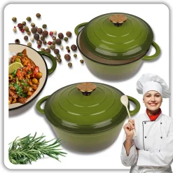 EMALIOWANY GARNEK ŻELIWNY 22cm 3L HAGE OLIWKOWY