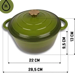 EMALIOWANY GARNEK ŻELIWNY 22cm 3L HAGE OLIWKOWY