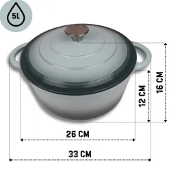 EMALIOWANY GARNEK ŻELIWNY 26cm 5L HAGE SEA SALT