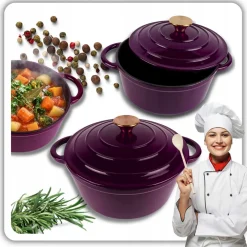 EMALIOWANY GARNEK ŻELIWNY 26cm 5L HAGE EGGPLANT