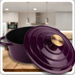 EMALIOWANY GARNEK ŻELIWNY 26cm 5L HAGE EGGPLANT