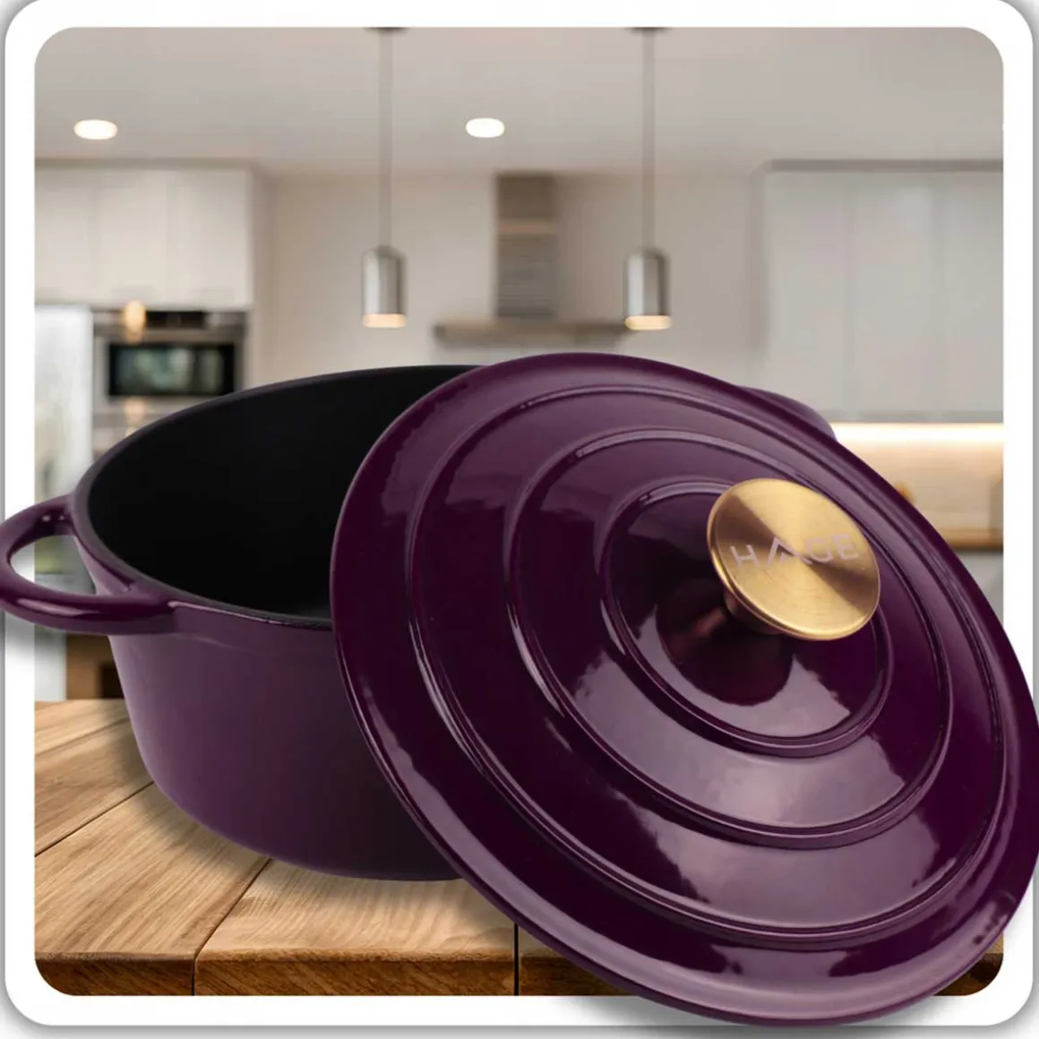 EMALIOWANY GARNEK ŻELIWNY 26cm 5L HAGE EGGPLANT