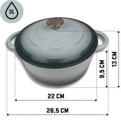 EMALIOWANY GARNEK ŻELIWNY 22cm 3L HAGE SEA SALT