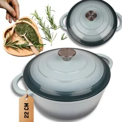 EMALIOWANY GARNEK ŻELIWNY 22cm 3L HAGE SEA SALT