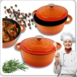 EMALIOWANY GARNEK ŻELIWNY 22cm 3L HAGE ORANGE