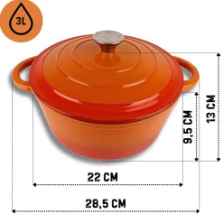 EMALIOWANY GARNEK ŻELIWNY 22cm 3L HAGE ORANGE