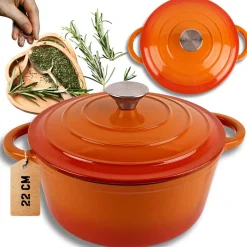 EMALIOWANY GARNEK ŻELIWNY 22cm 3L HAGE ORANGE