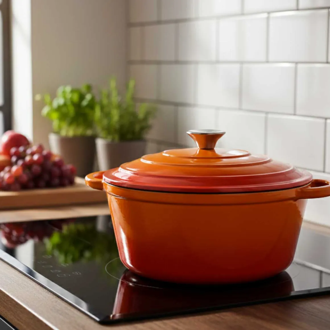 EMALIOWANY GARNEK ŻELIWNY 22cm 3L HAGE ORANGE