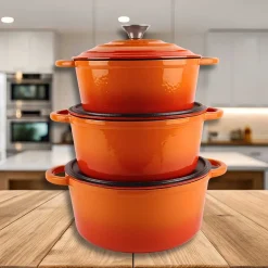 EMALIOWANY GARNEK ŻELIWNY 22cm 3L HAGE ORANGE