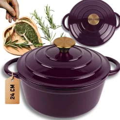 EMALIOWANY GARNEK ŻELIWNY 24cm 4L HAGE EGGPLANT