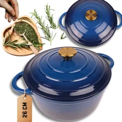 EMALIOWANY GARNEK ŻELIWNY 24cm 4L HAGE NIEBIESKI