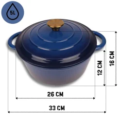 EMALIOWANY GARNEK ŻELIWNY 26cm 5L HAGE NIEBIESKI