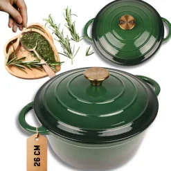 EMALIOWANY GARNEK ŻELIWNY 24cm 4L HAGE ZIELONY