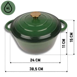 EMALIOWANY GARNEK ŻELIWNY 24cm 4L HAGE ZIELONY