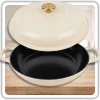 EMALIOWANY GARNEK ŻELIWNY PŁASKI 30cm 3L HAGE CREAM