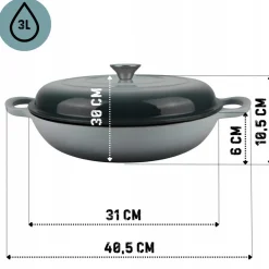 EMALIOWANY GARNEK ŻELIWNY PŁASKI 30cm 3L HAGE SEA SALT