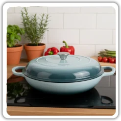 EMALIOWANY GARNEK ŻELIWNY PŁASKI 30cm 3L HAGE SEA SALT