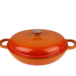 EMALIOWANY GARNEK ŻELIWNY PŁASKI 30cm 3L HAGE ORANGE