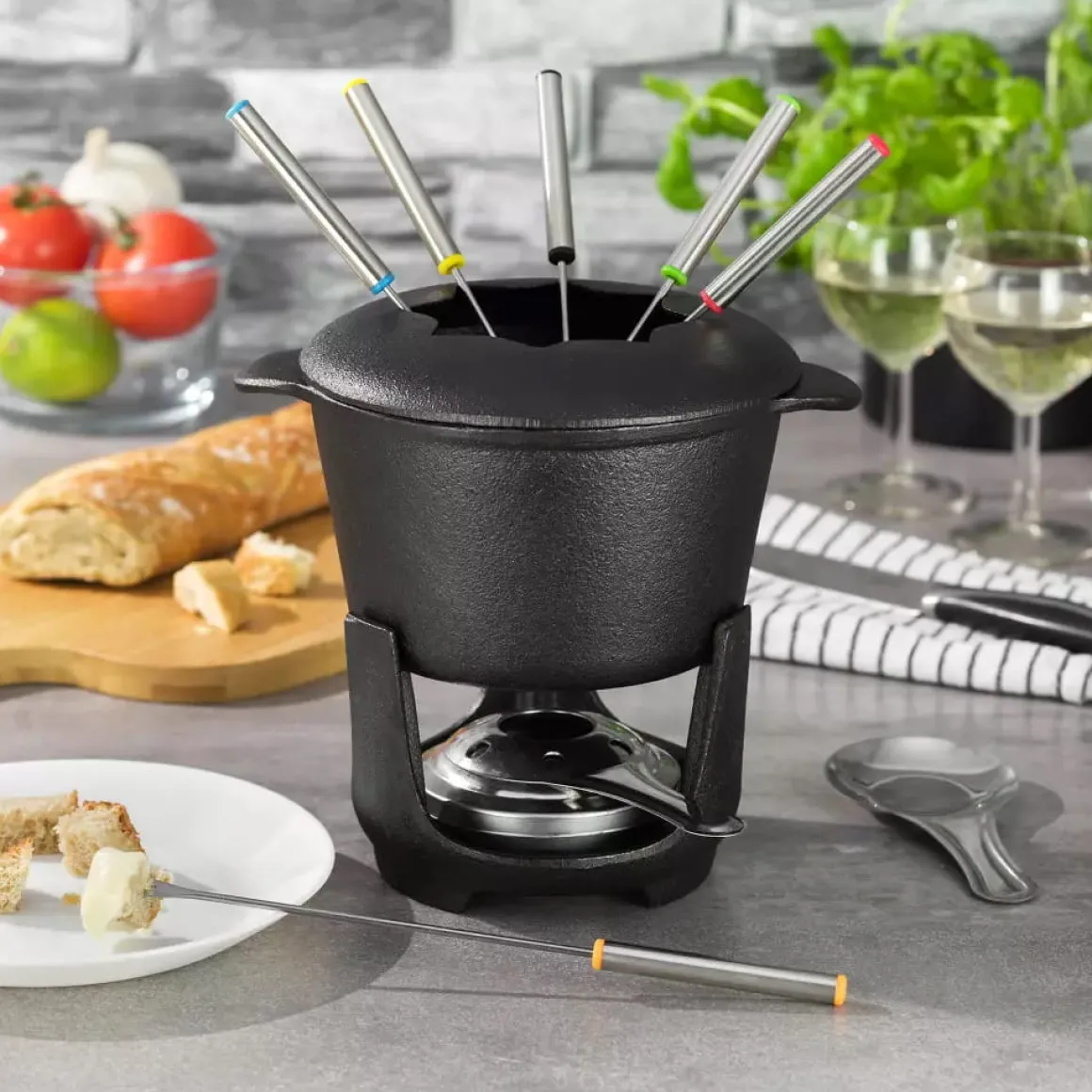 FONDUE ŻELIWNE ZESTAW DLA 6 OSÓB KINGHOFF KH-1195