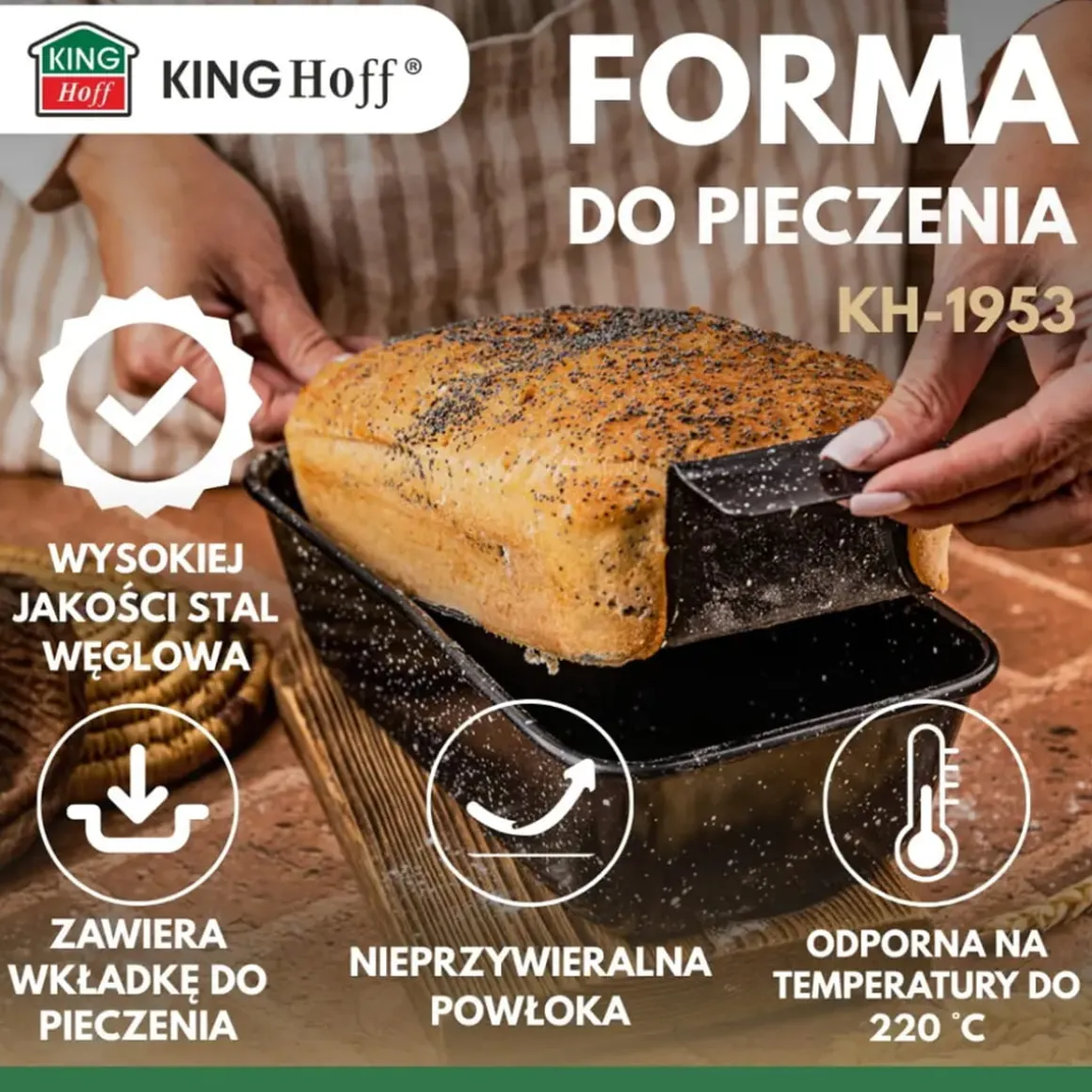 FORMA KEKSÓWKA DO CHLEBA 24x13,5cm Z WKŁADKĄ KINGHOFF KH-1953