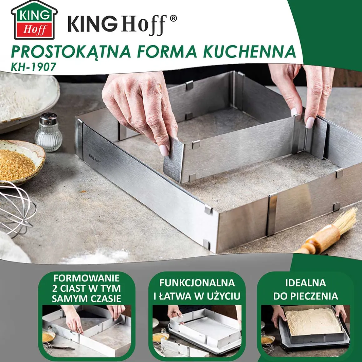 FORMA REGULOWANA RANT DO CIAST TORTÓW KINGHOFF KH-1907 PROSTOKĄTNA