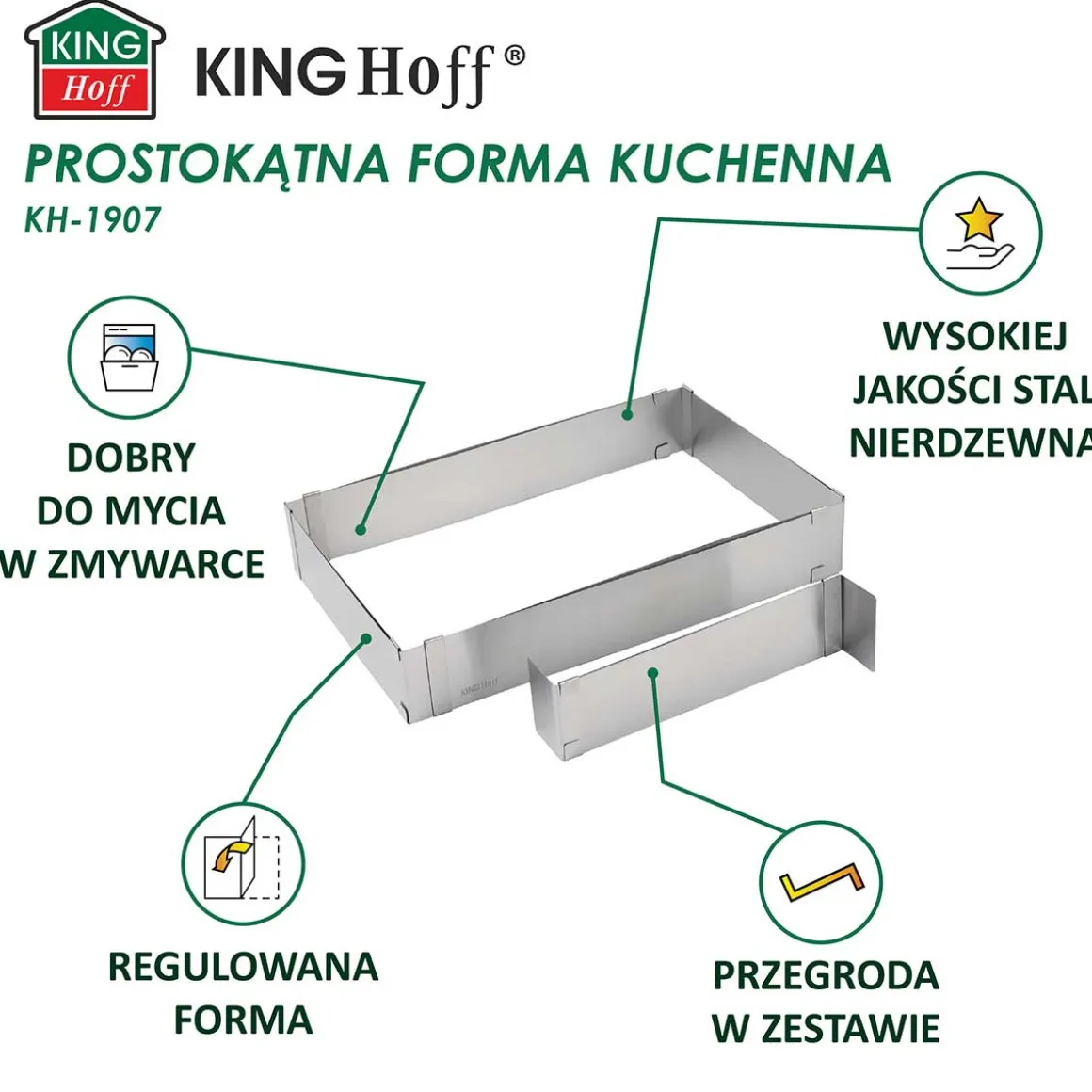 FORMA REGULOWANA RANT DO CIAST TORTÓW KINGHOFF KH-1907 PROSTOKĄTNA