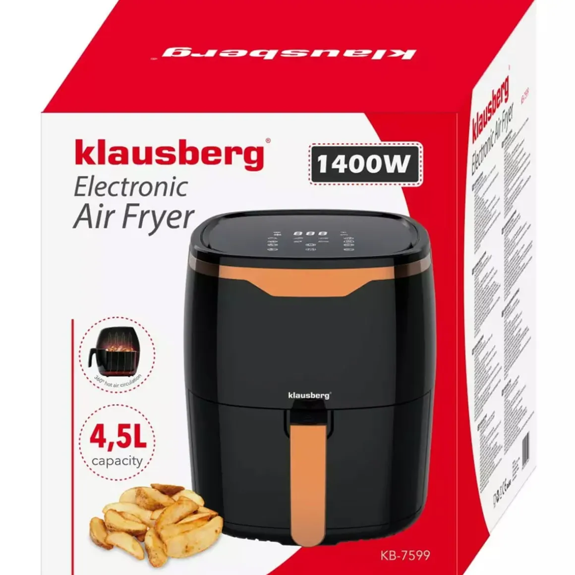 FRYTOWNICA BEZTŁUSZCZOWA 1400W 4,5L KLAUSBERG KB-7599