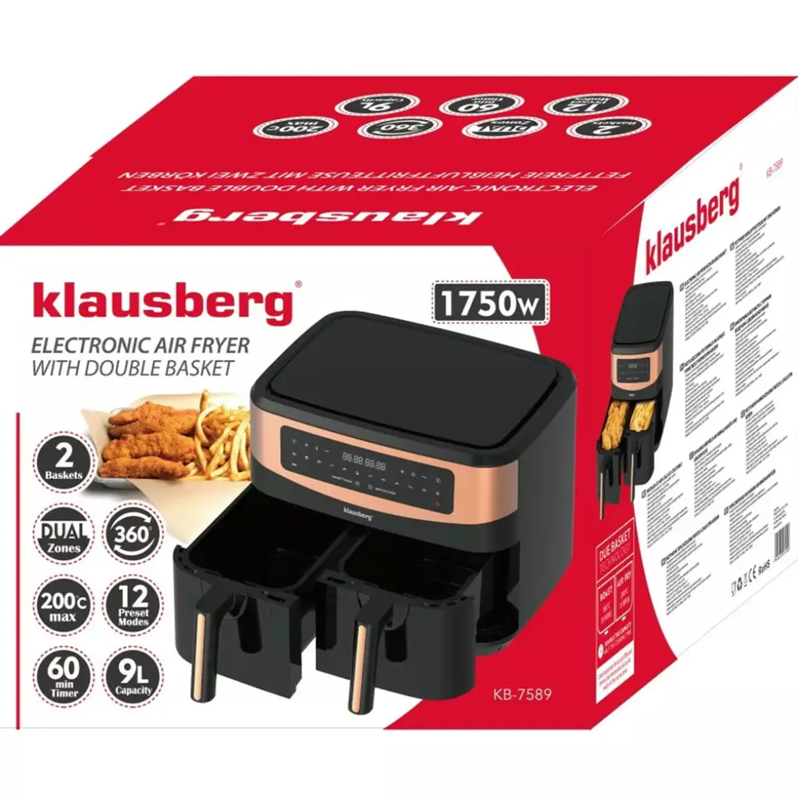 FRYTOWNICA BEZTŁUSZCZOWA 2 x 4,5L KLAUSBERG KB-7589