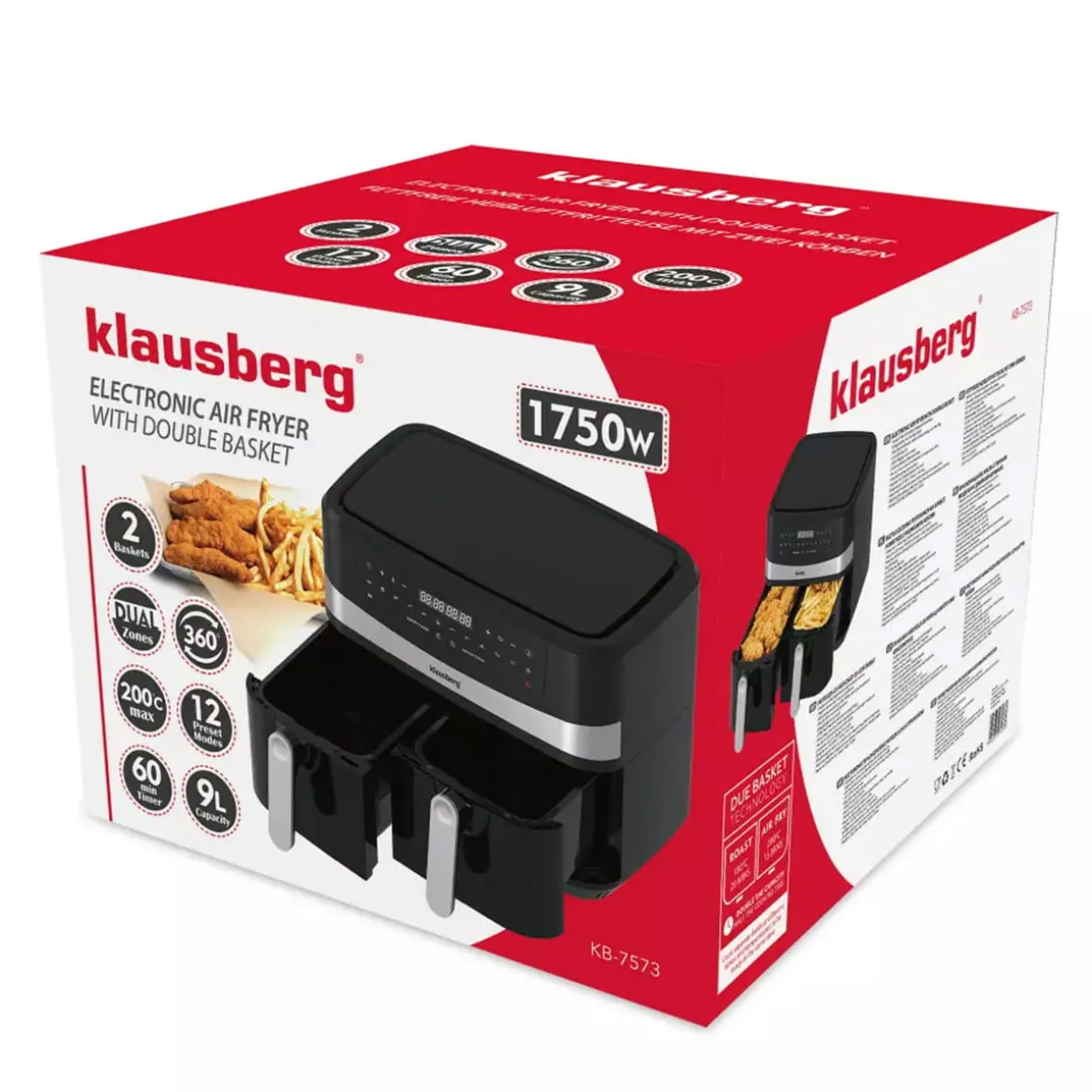 FRYTOWNICA BEZTŁUSZCZOWA 2 x 4,5L KLAUSBERG KB-7573