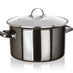 GARNEK EMALIOWANY 26cm 6L Z POKRYWĄ BANQUET METALLIC BLACK