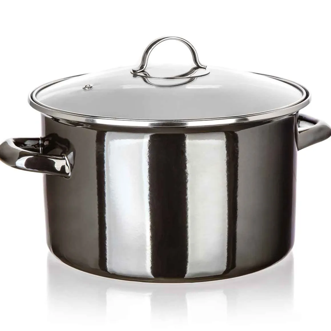 GARNEK EMALIOWANY 26cm 6L Z POKRYWĄ BANQUET METALLIC BLACK