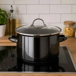 GARNEK EMALIOWANY 26cm 6L Z POKRYWĄ BANQUET METALLIC BLACK