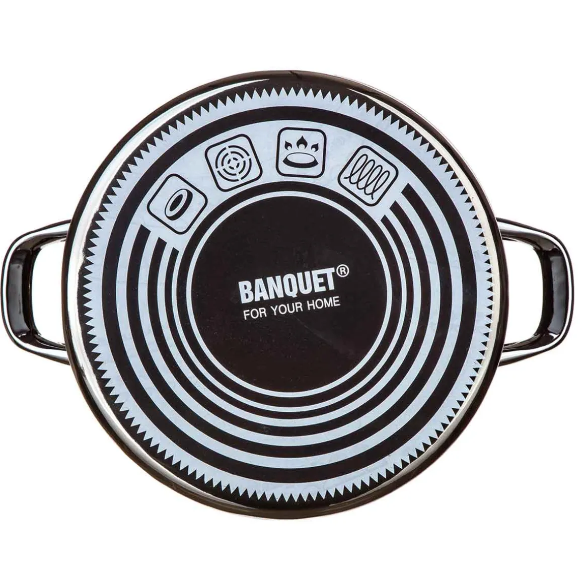 GARNEK EMALIOWANY 26cm 6L Z POKRYWĄ BANQUET METALLIC BLACK