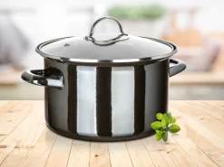 GARNEK EMALIOWANY 22cm 3,7L Z POKRYWĄ BANQUET METALLIC BLACK