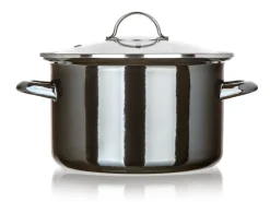 GARNEK EMALIOWANY 22cm 3,7L Z POKRYWĄ BANQUET METALLIC BLACK