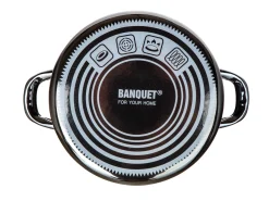 GARNEK EMALIOWANY 22cm 3,7L Z POKRYWĄ BANQUET METALLIC BLACK