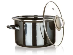 GARNEK EMALIOWANY 22cm 3,7L Z POKRYWĄ BANQUET METALLIC BLACK