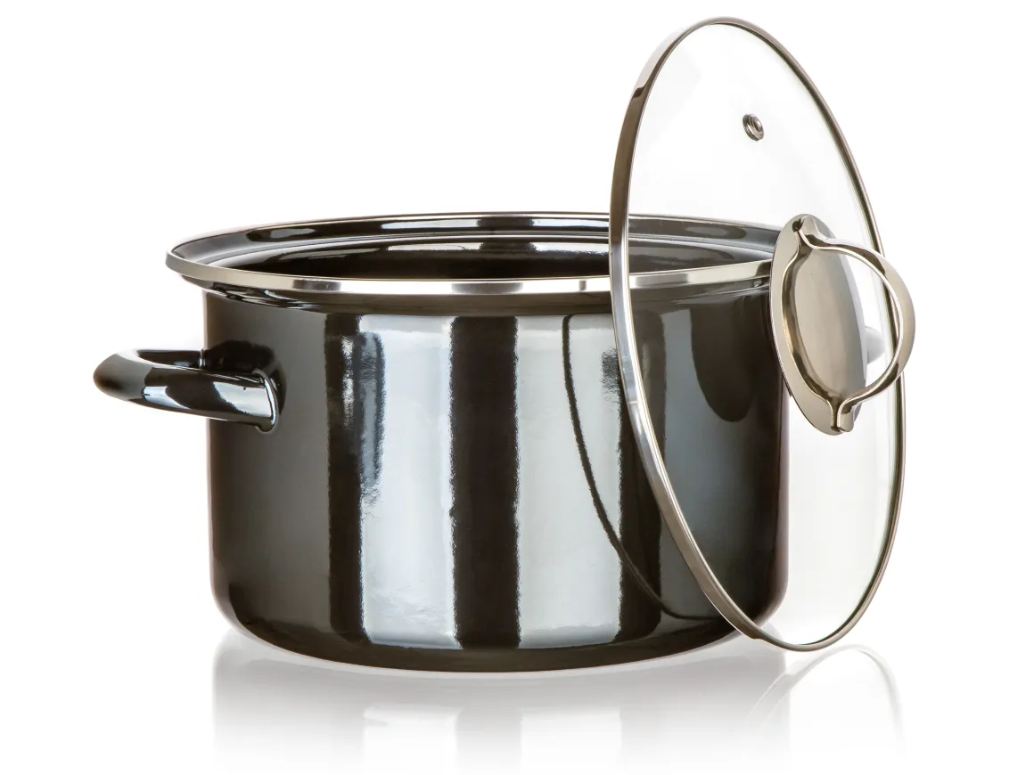 GARNEK EMALIOWANY 22cm 3,7L Z POKRYWĄ BANQUET METALLIC BLACK