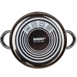 GARNEK EMALIOWANY 14cm Z POKRYWĄ BANQUET METALLIC BLACK 0,7L