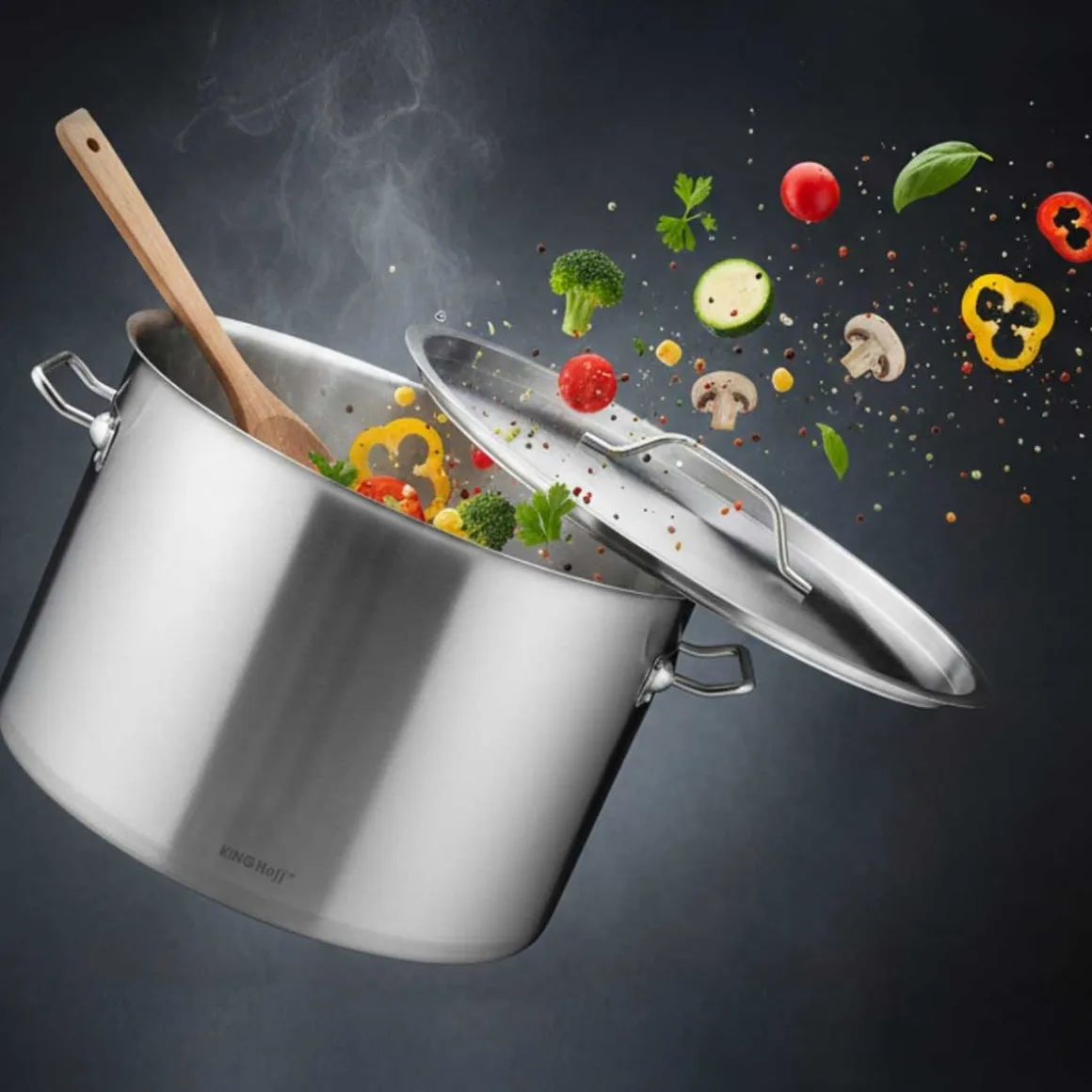 GARNEK GASTRONOMICZNY Z POKRYWĄ STALOWĄ Ø50cm 58L KINGHOFF KH-2028
