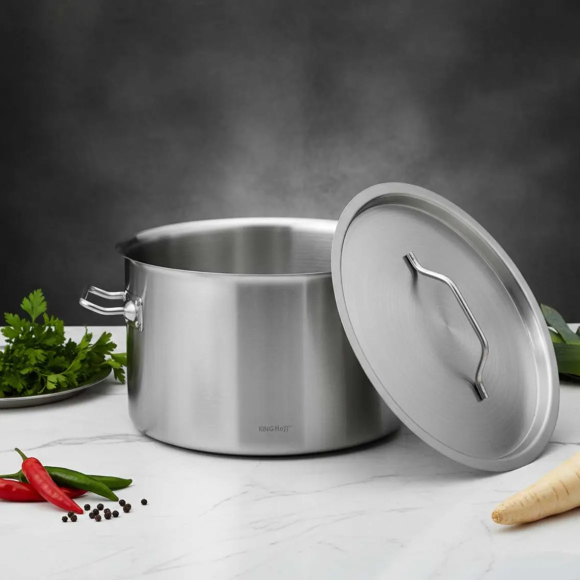 GARNEK GASTRONOMICZNY Z POKRYWĄ STALOWĄ Ø45cm 44L KINGHOFF KH-2027