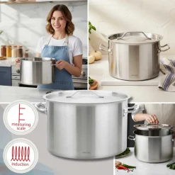 GARNEK GASTRONOMICZNY Z POKRYWĄ STALOWĄ Ø45cm 44L KINGHOFF KH-2027