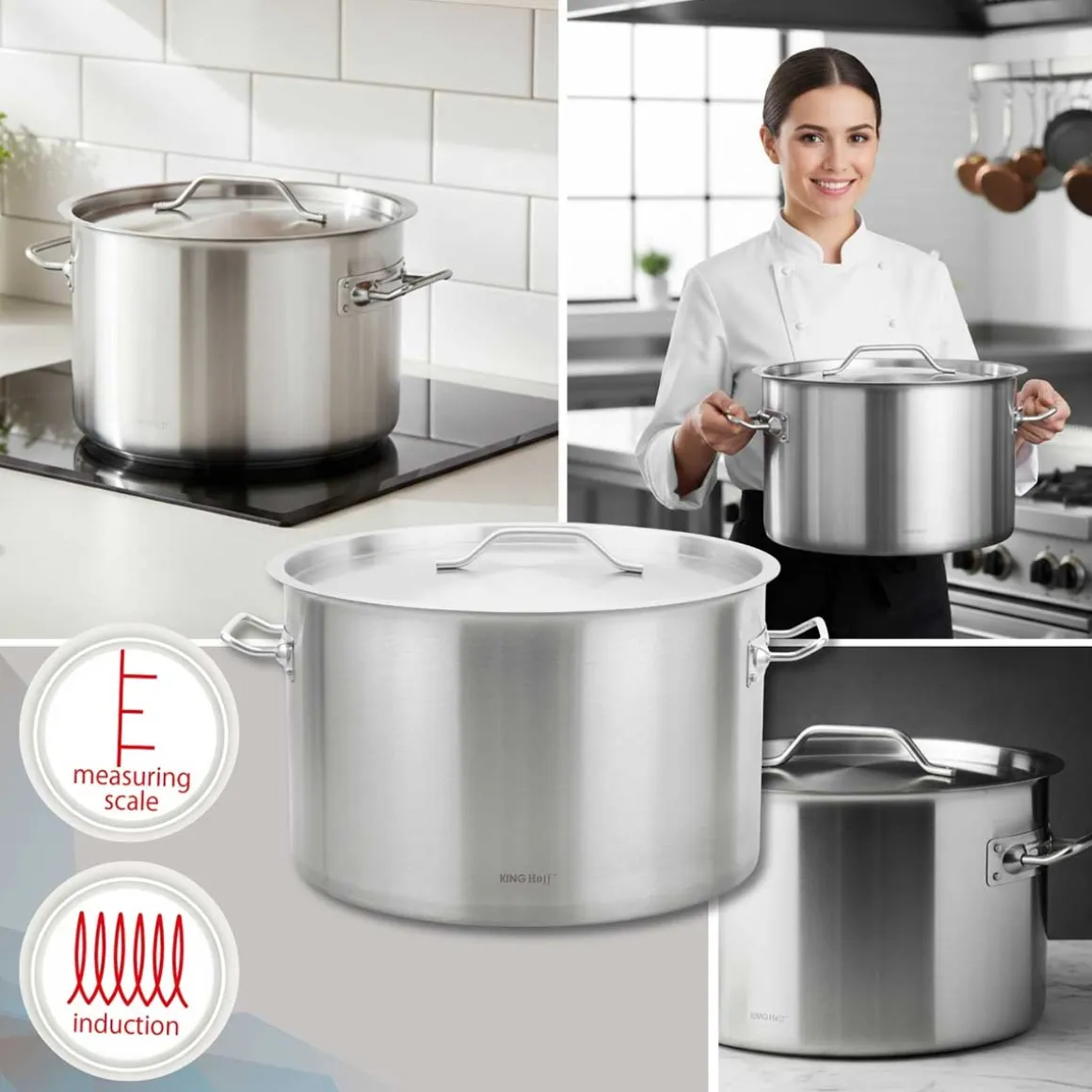 GARNEK GASTRONOMICZNY Z POKRYWĄ STALOWĄ Ø40cm 32L KINGHOFF KH-2026