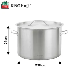 GARNEK GASTRONOMICZNY Z POKRYWĄ STALOWĄ Ø38cm 27L KINGHOFF KH-2025