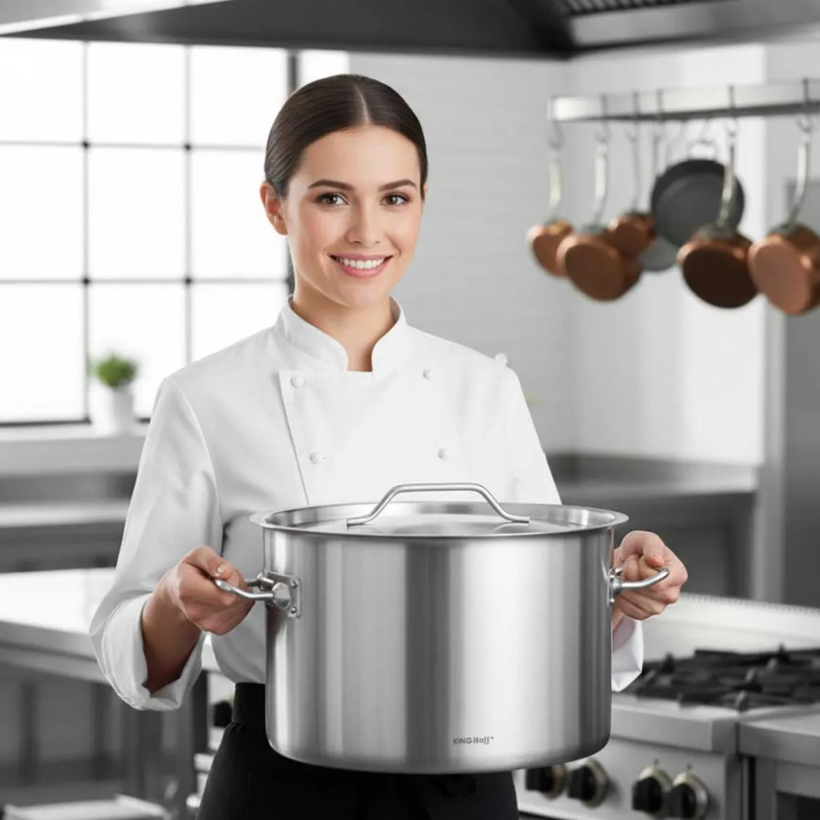 GARNEK GASTRONOMICZNY Z POKRYWĄ STALOWĄ Ø38cm 27L KINGHOFF KH-2025