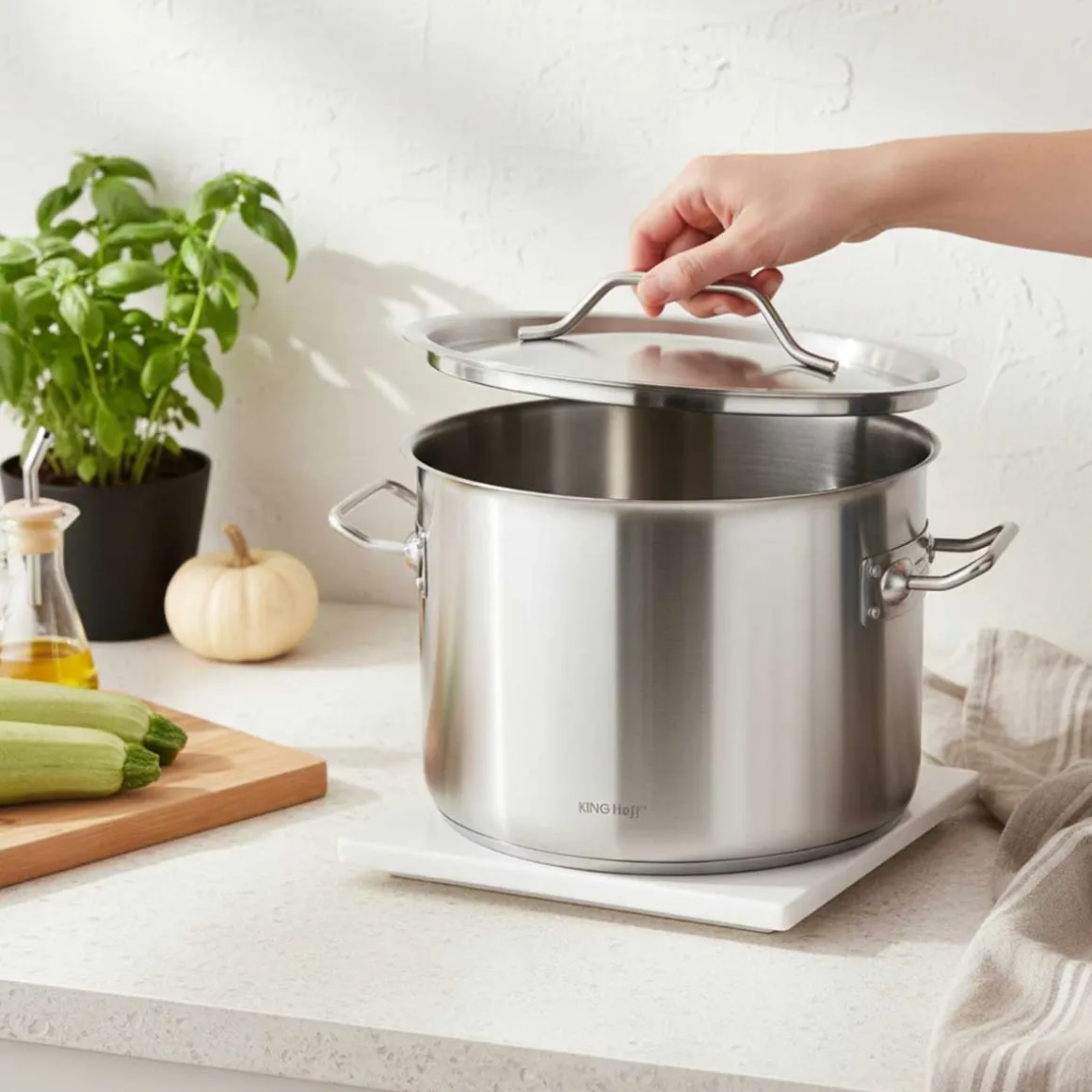 GARNEK GASTRONOMICZNY Z POKRYWĄ STALOWĄ Ø38cm 27L KINGHOFF KH-2025