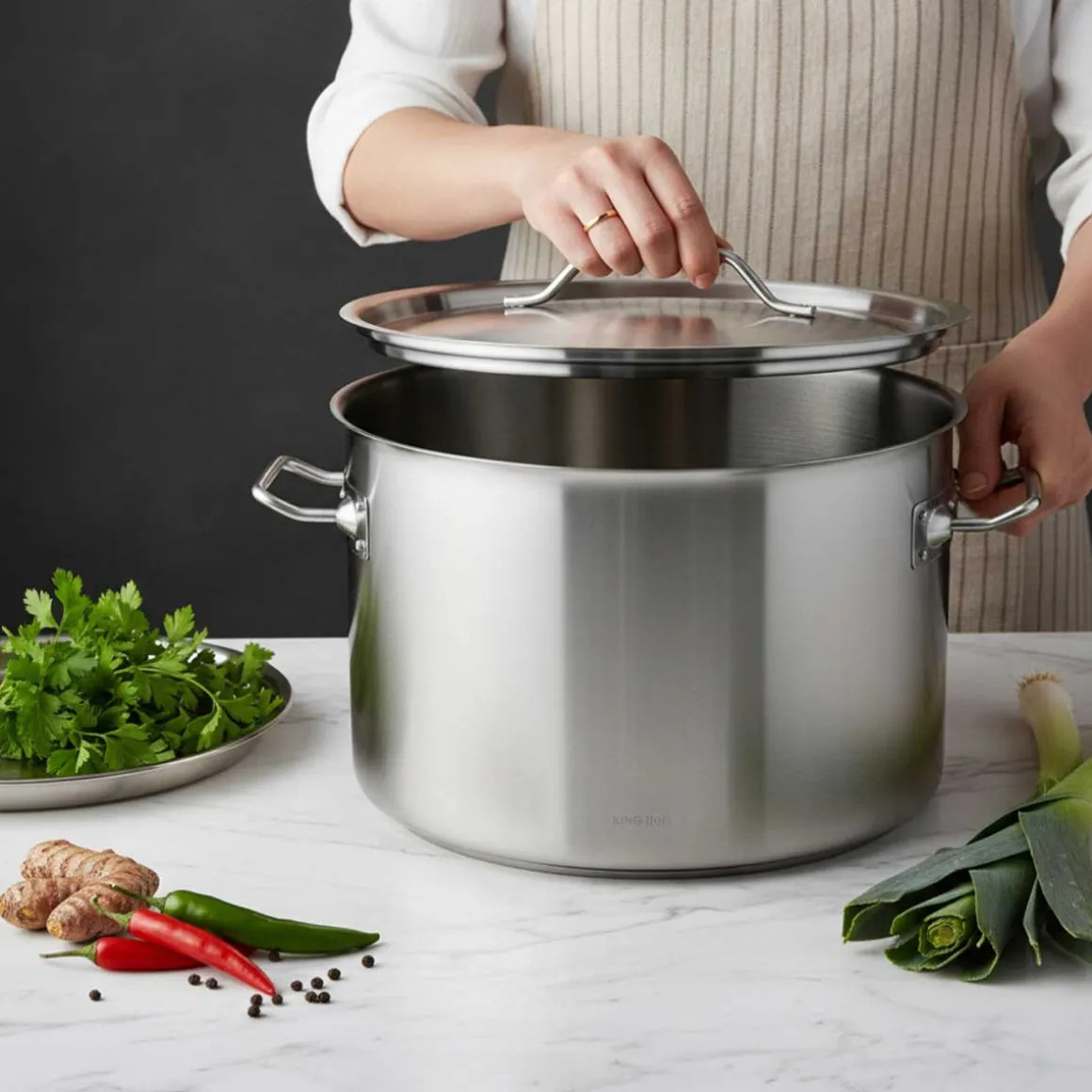 GARNEK GASTRONOMICZNY Z POKRYWĄ STALOWĄ Ø38cm 27L KINGHOFF KH-2025