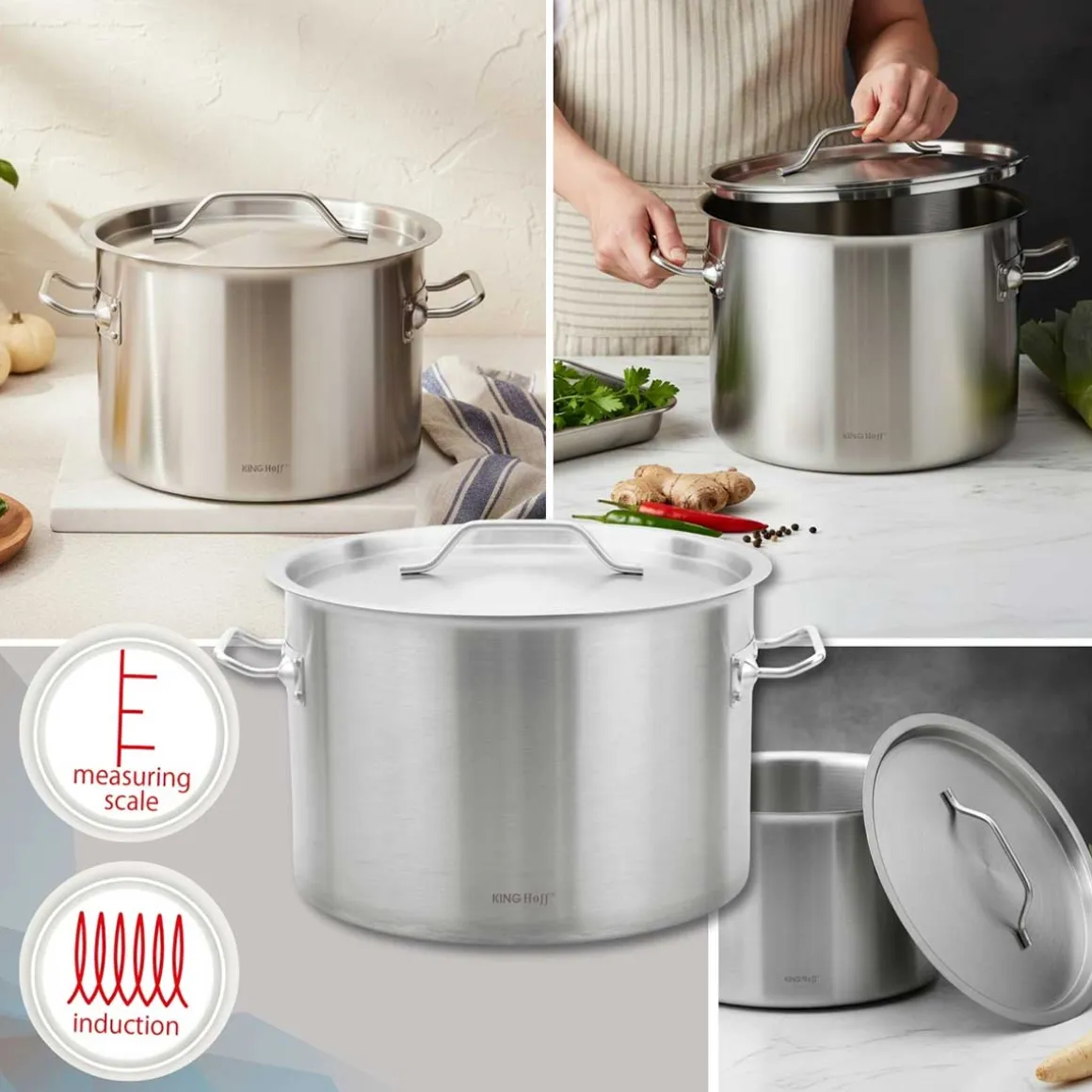 GARNEK GASTRONOMICZNY Z POKRYWĄ STALOWĄ Ø36cm 24L KINGHOFF KH-2024